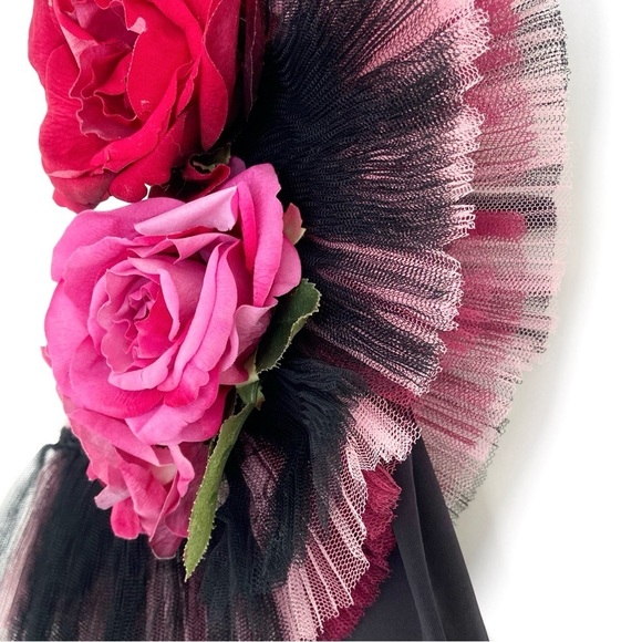 HOUSE OF FIELD BY PATRICIA FIELD Vintage Mini Tulle One Shoulder Dress w/ Roses - Picture 8 of 10